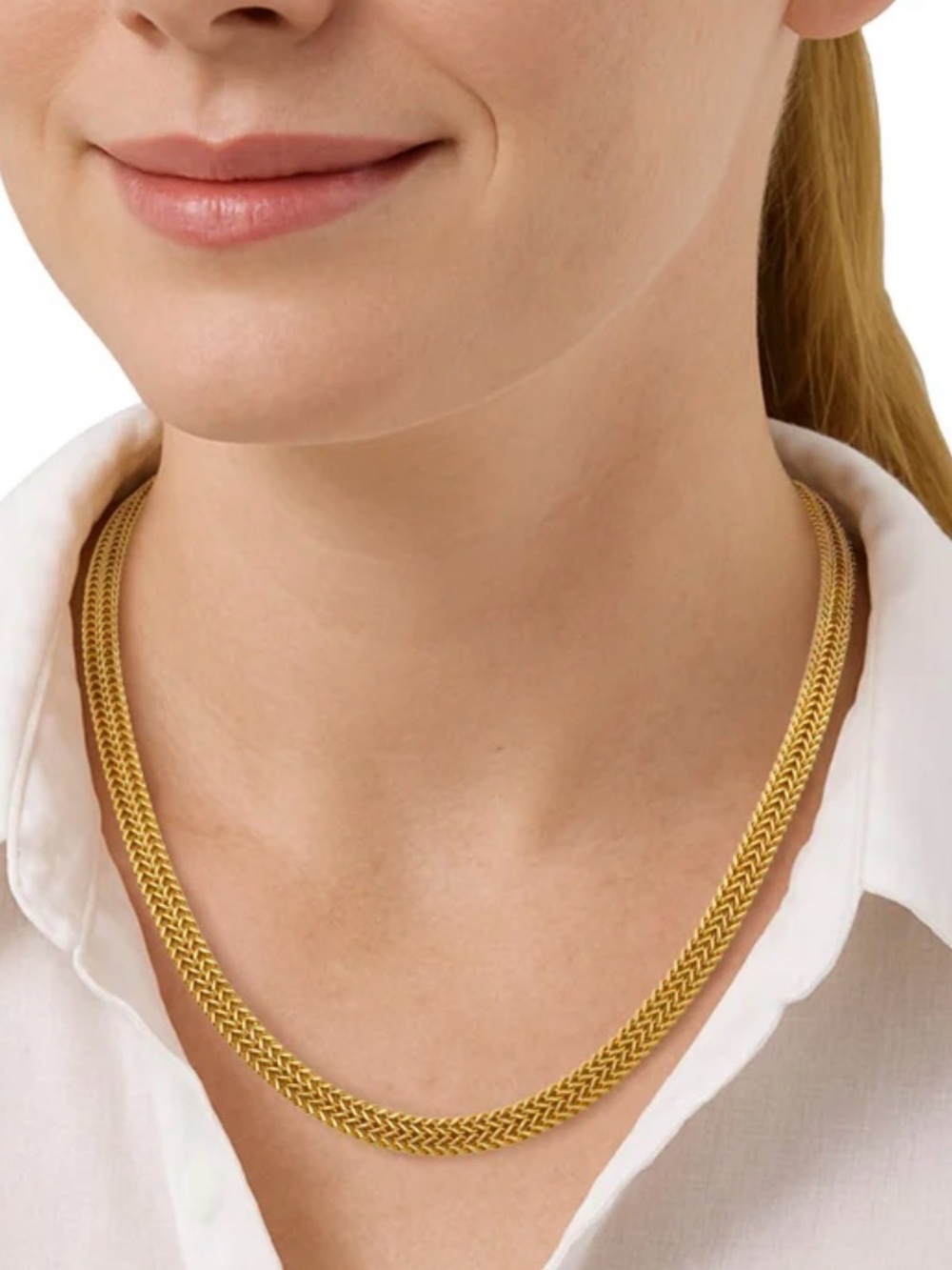 18kt solid Gold Woven Chain Necklace - italian made